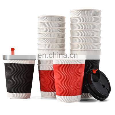 Branded two and three layers corrugated paper cups for hot coffee and tea