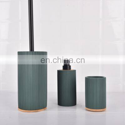 2022 New Design 3 Pieces Polyresin Bamboo Bathroom Accessories Sets