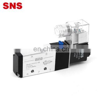 SNS pneumatic air 4V210-08 5/2 port single coil control internal pilot type electric solenoid valve with AC/DC 12V 24V 220V