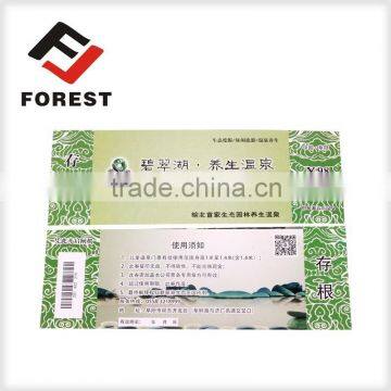 High quality supplies QR code and bar code health spa entrance tickets