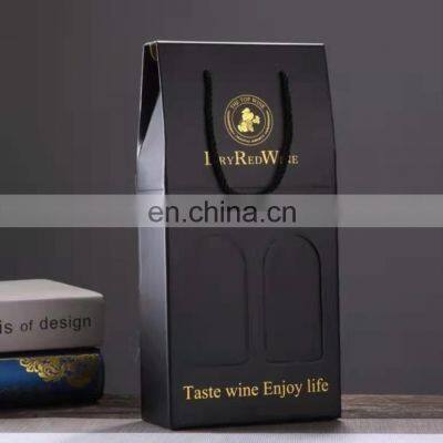 Wholesale Custom Printed Corrugated Paper Packaging With Rope Handle Gift Whisky Red Wine Bag photo-4