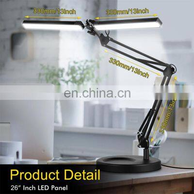 Double Head Task Lamp 24w Flexible Read Desk Lamp Modern Restaurant LED Swing Arm 10 Brightness Levels Clamp Task Lamp photo-4