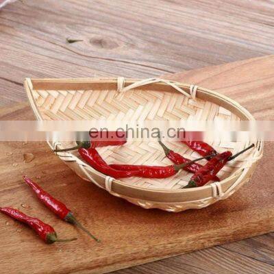 100% high quality Natural Teardrop Shaped Bamboo tray basket straw platter tray wholesale