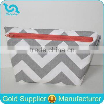 Gray Chevron Cosmetic Pouch Cosmetic Clutch Chevron Clutch Bag