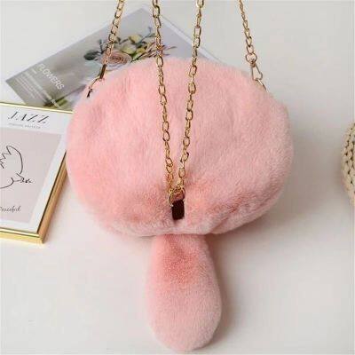 019 2023 New Cute cat plush bag autumn and winter new design women's messenger bag cartoon girls chain bag wholesale