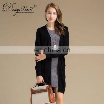 Casual Long Knitted Women Cardigan Black Women's Knit 100% Cashmere Sweater photo-3