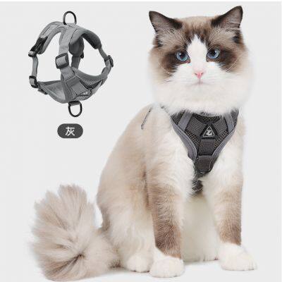 New Reflective Pet Harness Vest Breathable Polyester Pet Leash for Dogs & Cats Adjustable Walking Lead with Padded Straps