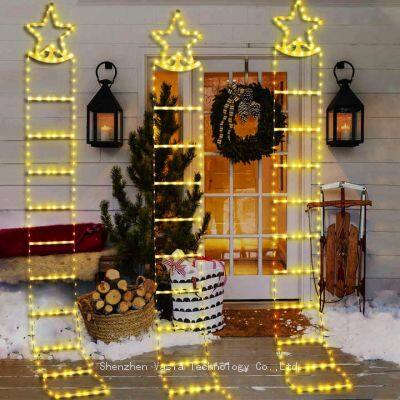 Outdoor Solar RGB LED Ladder Lights - Santa Climb Design, Waterproof for Garden & Patio Christmas Decor