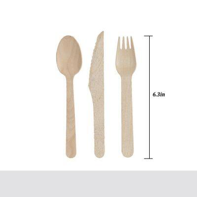 Disposable Cooking Utensils Natural Wood Knives Spoons Forks Cutlery Sets photo-5