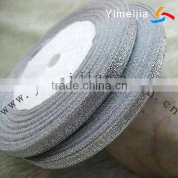 9mm silver polyester metallic gift ribbon spool