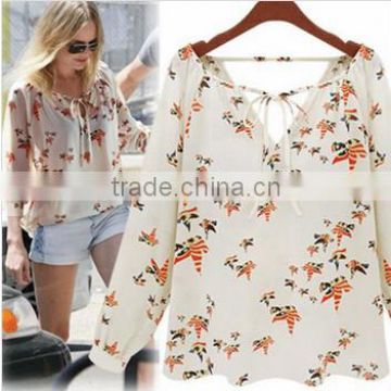 Instyles 2015 tops ladies western print woman chiffon woman new blouse best clothing Clothing