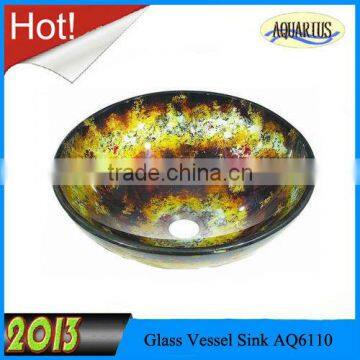 2013 New Hand Painted Bathroom Glass Art Basin China Import Direct