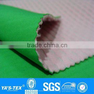 3 layers pink green ripple polar fleece laminated stretch waterproof polyester spandex fabric for sportswear