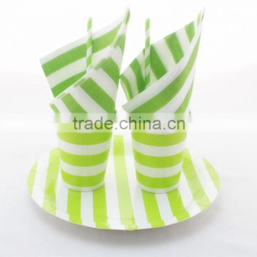 Green Party Paper Tableware Sets, Wedding Party Favor Decor Paper Cups Paper Napkins, Disposable Party Paper Plates Paper Straws