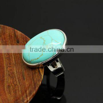 RG1031Wholesale Oval Turquoise Adjustable Ring,Bezel Gem Ring photo-2
