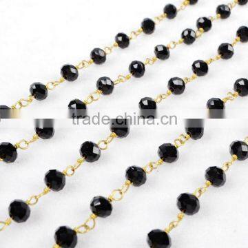 $4/meter by Trade Assurance- Cheap Natural black agate stone beaded chains for necklace jewelry DIY