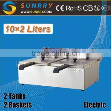 Table-top Double Deep Fryer 20l Potato Chips Fryer With Basket Fryer Machine (SY-TF210 SUNRRY)