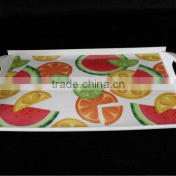 15.5 inch two-handled rectangular melamine tray