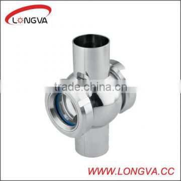 Sanitary stainless steel four-way spherical sight glass