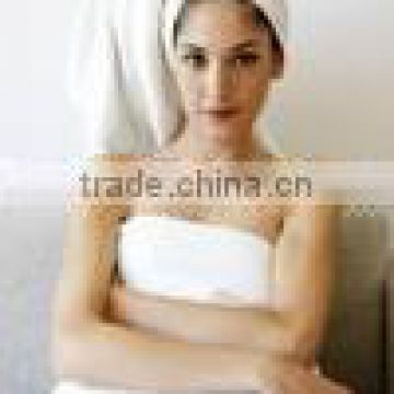 plain dyed cotton terry bath towel and hair towel