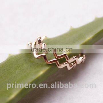 Latest Designs Women's Wave Finger Rings for Girls 18K Rose Gold Plated Stainless Steel Jewellery/Jewelry photo-5