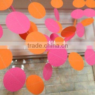 Orange pink circle round paper garland for decorations