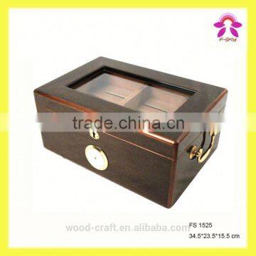 High Quality Wooden Cigarette Case With Glass Lid Cigar Humidor