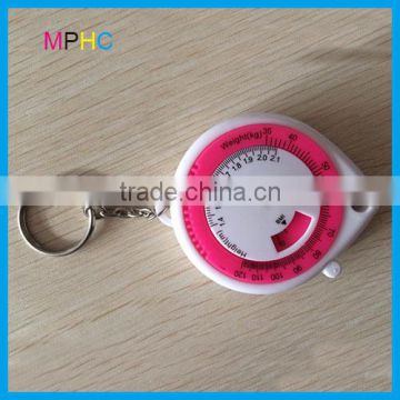 Water/Blood Drop Shaped BMI Calculator Measuring tape Keychain