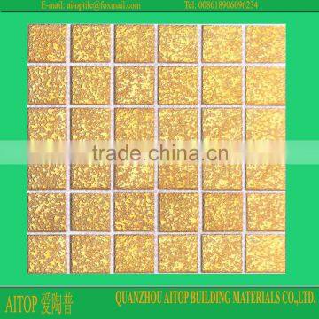 Wholesale golden luxury gold foil ceramic mosaic tile