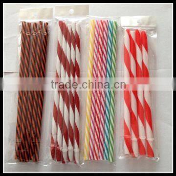 Double Colour Plastic Striped Drinking Straw photo-2