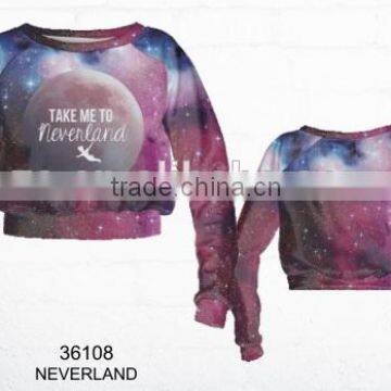 Hot sale Top fashion 3d printing sweater unisex neverland crop sweatshirt for women high fashion