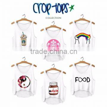 small moq wholesale 2015 summer girl new style fashion crop tops tank top fresh top logo custom                        
                                                Quality Choice