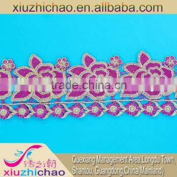 X0198-1(2.0)Manufacturer direct selling red polyester metallic water soluble lace trim