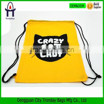 420D custom drawstring backpack with cute monster printing beach bag