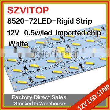 SV Dc 12V LED STRIP Super Bright 8520 72LEDs Rigid Strip white Two Imported chip Light Non-waterproof 12mm Width PCB 36W