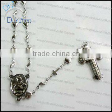 Exquisite rhinestone cross stainless steel rosary