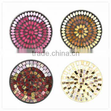 Dia 15 cm Round Home Decoration Mosaic Glass Table Candle Tray