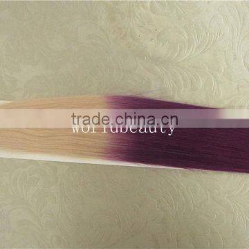 ombre colours #60/violet keratin hair extensions,pre-bonded hair extensions