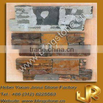 stacked terracotta slate ledgestone with mesh backing