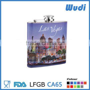 water transfer print las vegas hip flask HF103