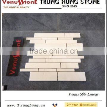 White Marble Polished Linear Splicing Mosaic Tile photo-2