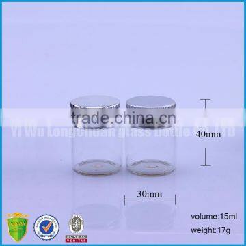 15ml miniature clear glass bottles with lid glass vial 0.5oz