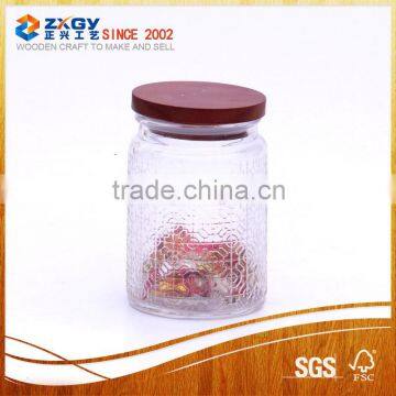 home storage airtight wooden lid glass canister