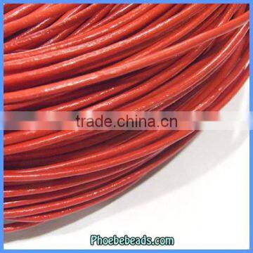 Wholesale Orange Color Round Genuine 5mm Leather Cords GLC-R5016