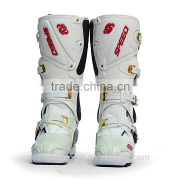 Hot Selling White And Black Fashion Motorcycle boots leather high ankle Motocross shoes                        
                                                Quality Choice