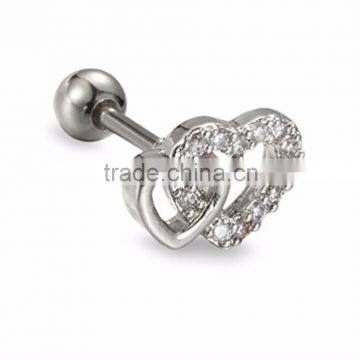 CZ Heart Tragus Helix Labret Cartilage