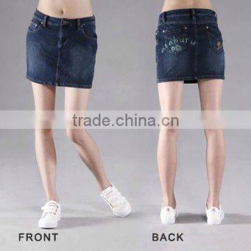 B2B Embroidered Short Denim Skirts for Ladies