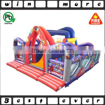 EN71 giant inflatable obstacle course,outdoor emoticons theme obstacle course equipment for kids and adults