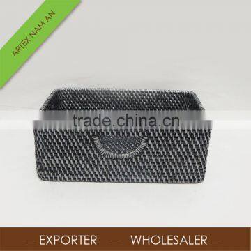 Black rattan storage basket in Vietnam /High quality laundry hamper Artex Nam An / rattan box