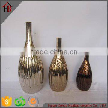 Unique shape handmade craft plating ceramic flower vase